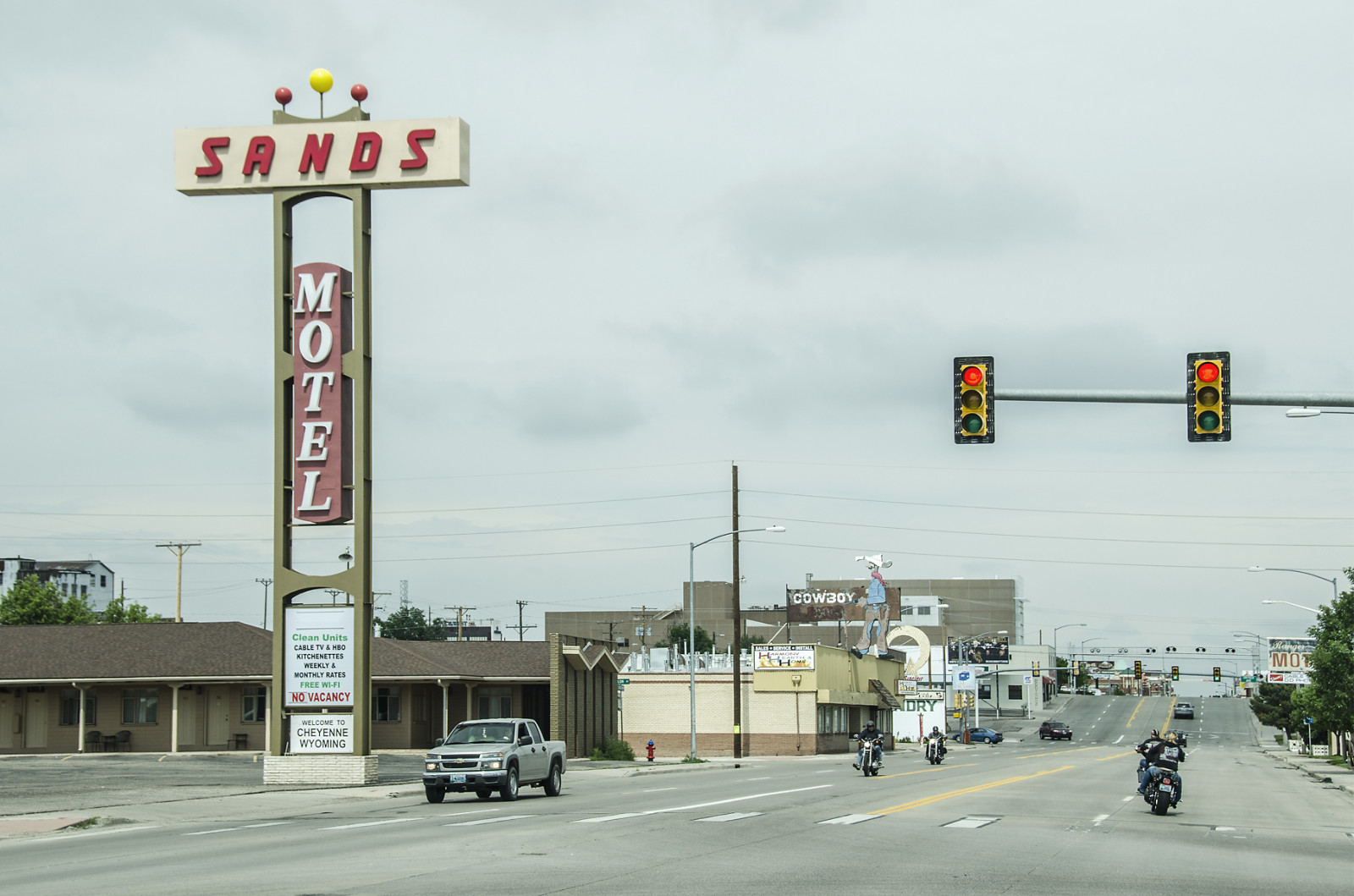segno, motel, Wyoming, Cheyenne, paesaggio urbano