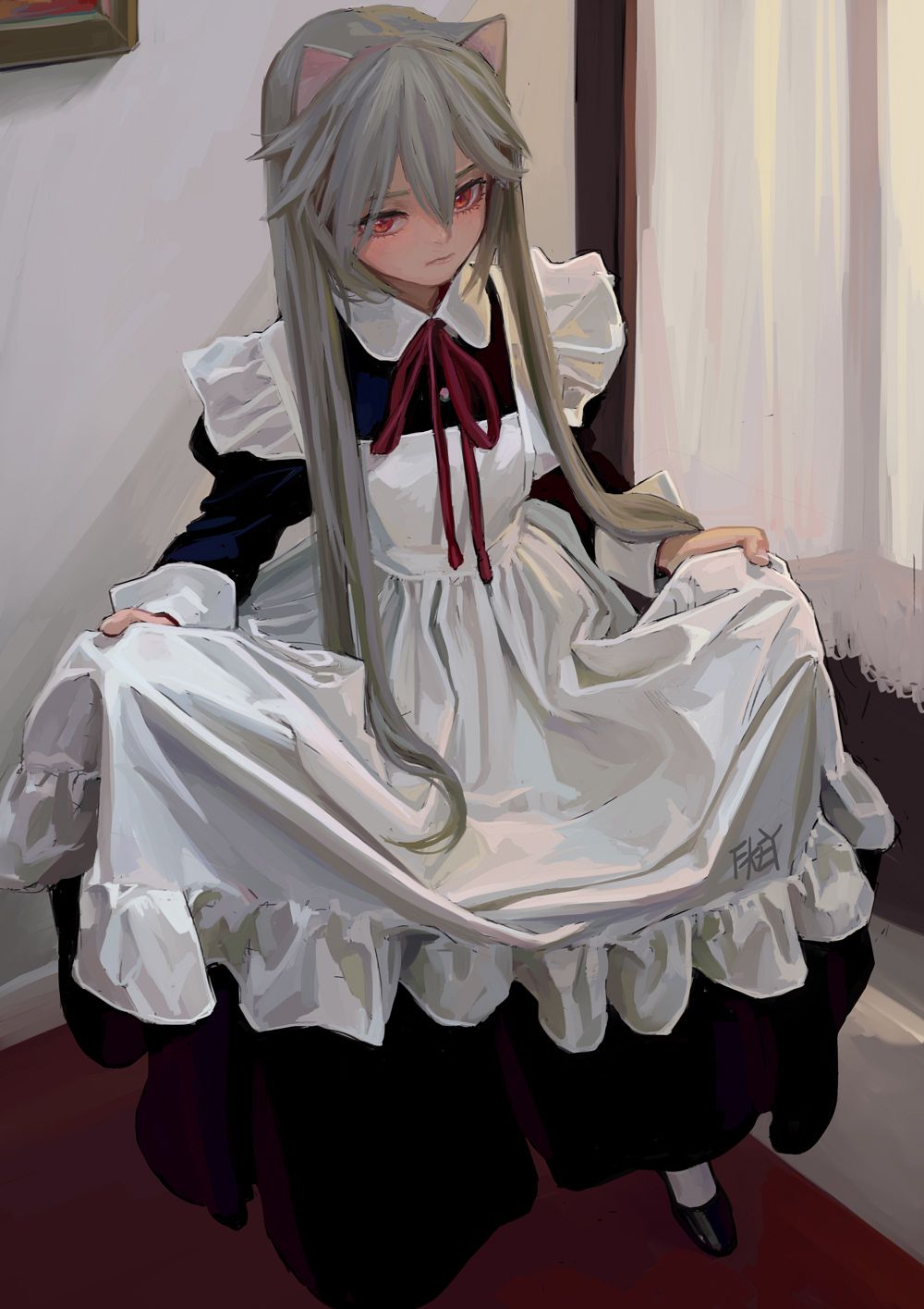 anime jenter, hushjelp antrekk, dyr ører, FKEY