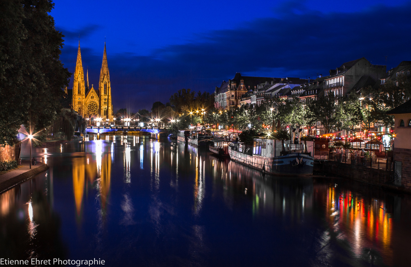 Wallpaper blue, light, night, Canon, lumiere, bleu, Strasbourg