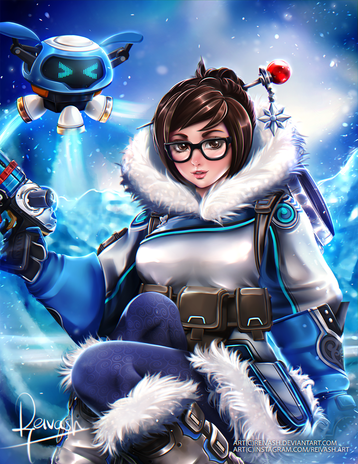 Wallpaper Illustration Gun Night Anime Girls Short Hair Glasses Snow Weapon Cartoon Mei Overwatch Comics Screenshot Computer Wallpaper 1200x1557 Omiit 30521 Hd Wallpapers Wallhere
