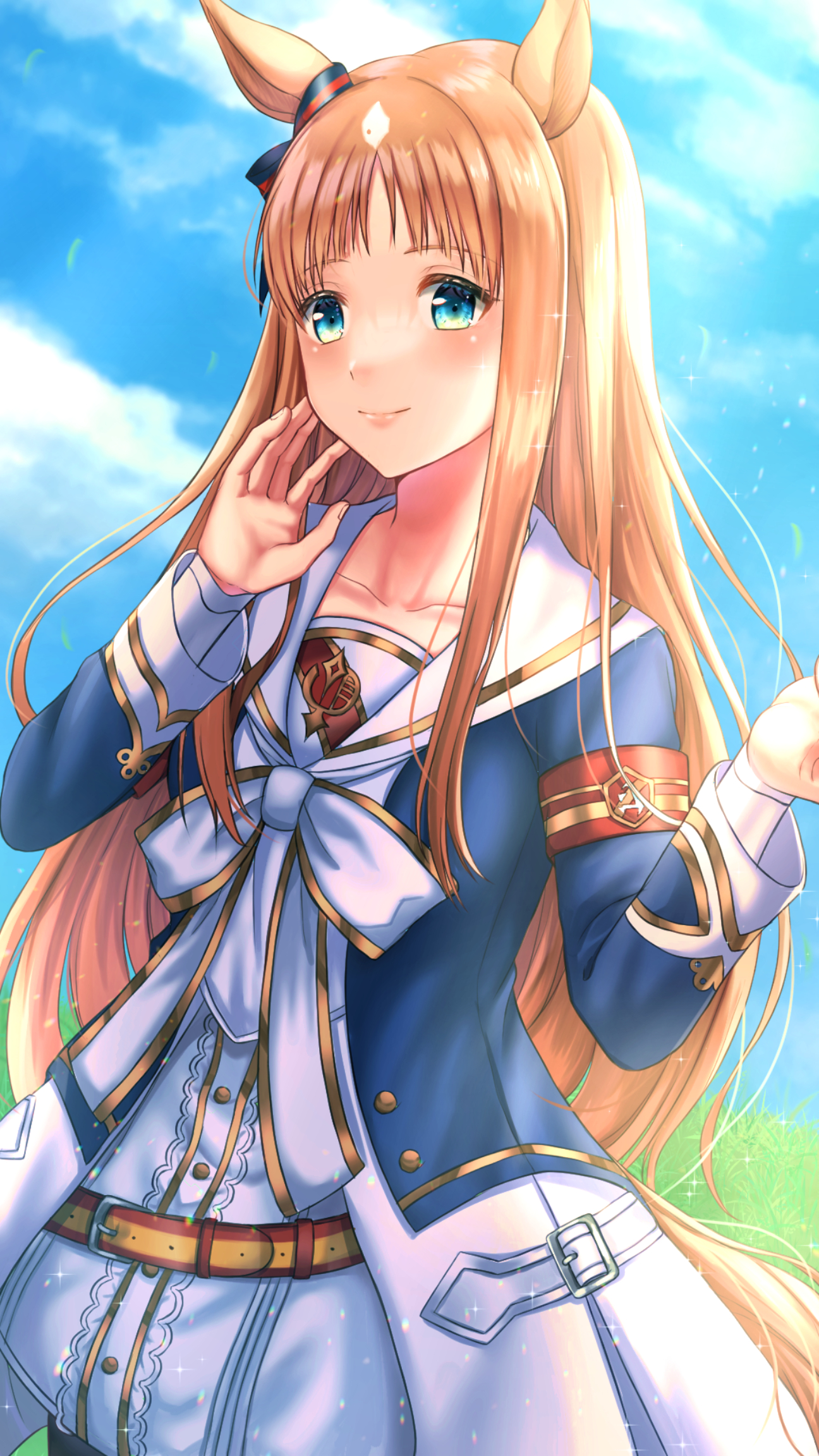 anime, anime jenter, Uma Musume Pretty Derby, horse girls, dyr ører, Grass Wonder Uma Musume, langt hår, brunette, solo, kunstverk, digital kunst, fan Kunst