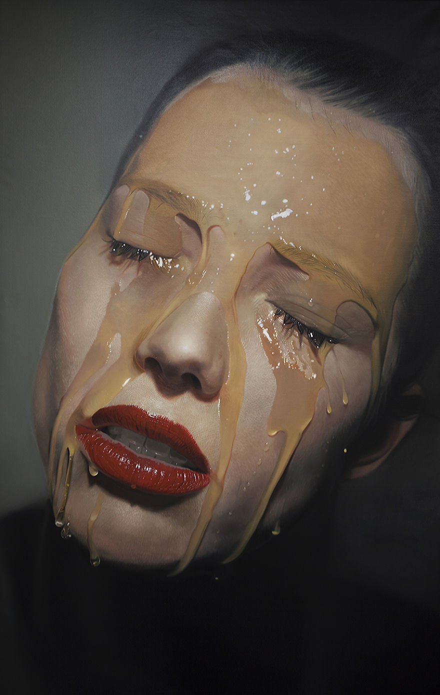 Mike Dargas, la pittura, opera d'arte, donne, viso, realistico