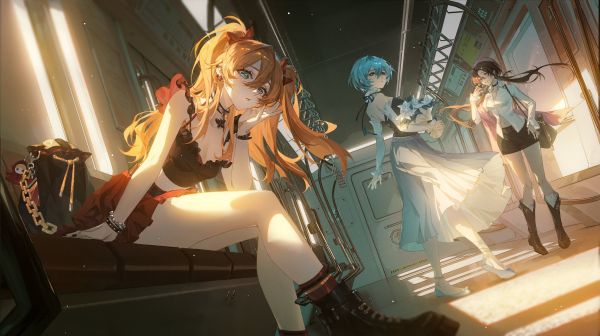 Neon Genesis Evangelion,Asuka Langley Soryu,Ayanami Rei,Makinami Mari Mulia