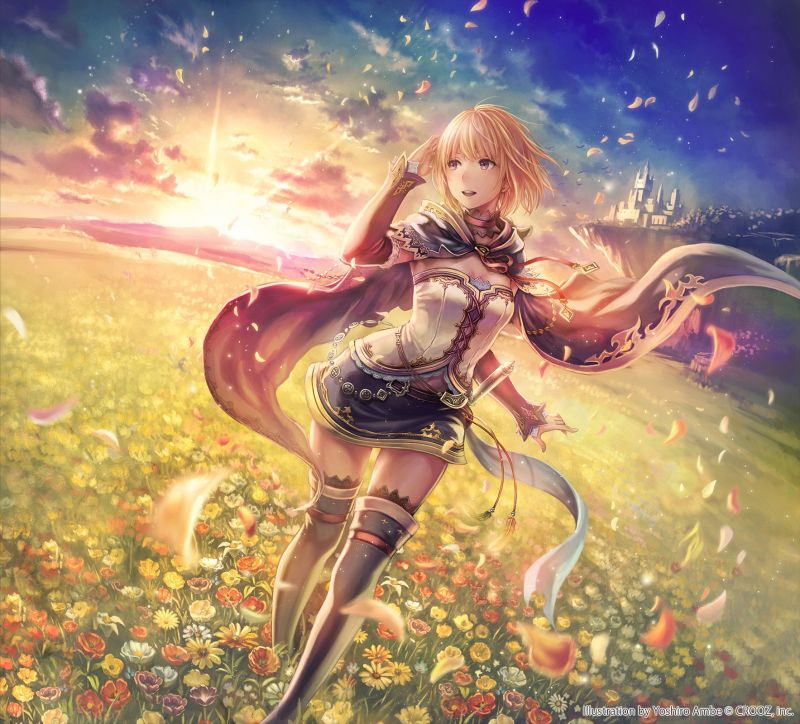 Krásná, šaty, fantazie, květ, 1767x1600 px, anime Krásná, šaty, fantazie, květ, 1767x1600 px, anime
