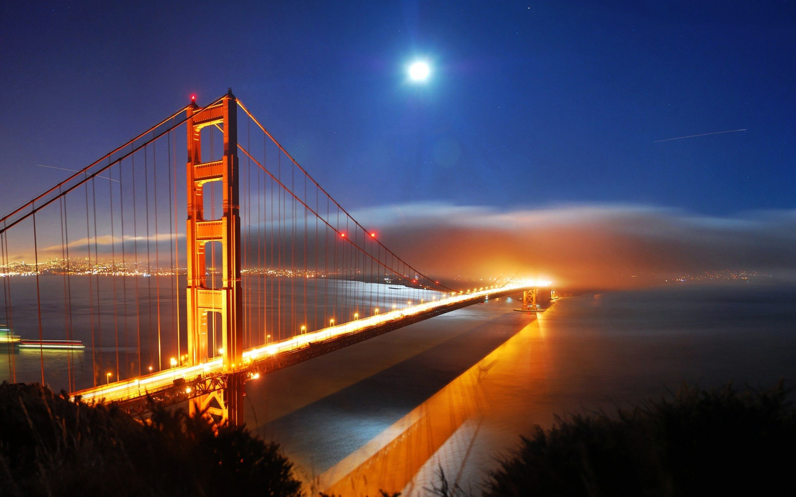 slunečnímu záření, panoráma města, noc, Příroda, odraz, svítání, večer, most, řeka, San Francisco, Golden Gate Bridge, soumrak, světlo, svítání, mezník, nonbuilding struktura, kabel vydržel most