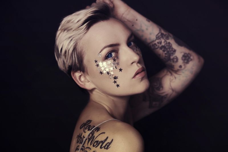 tvář, model, portrét, fotografování, tetování, suicidegirls