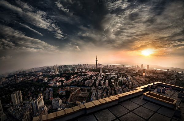 sunlight, sunset, city, cityscape, night, building