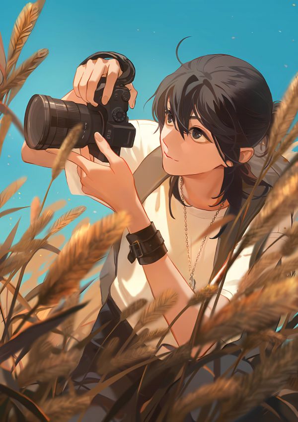 tanjiu9,anime,anime girls,colorful,Tamen De Gushi,blue background