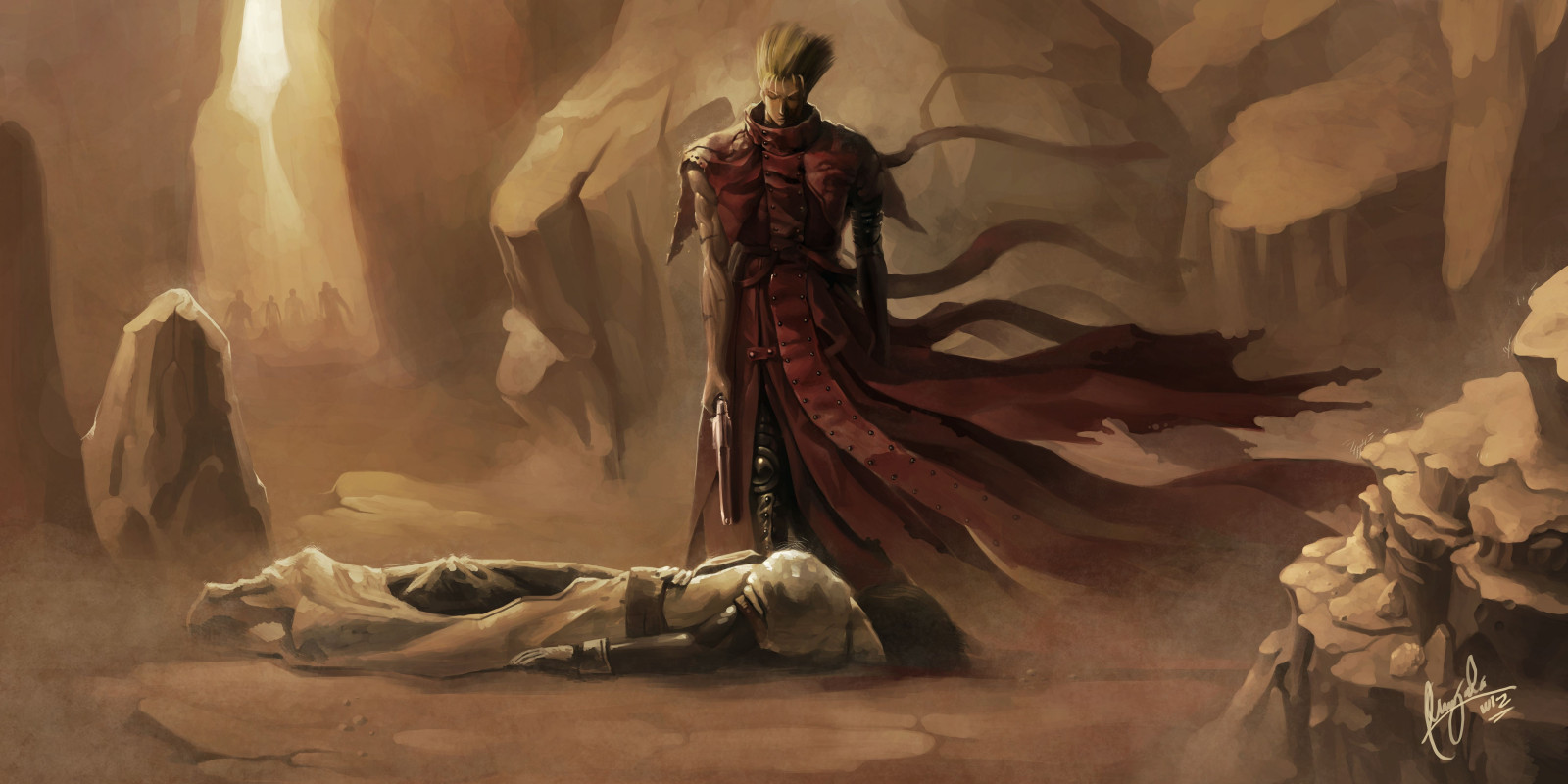 malování, anime, mytologie, Trigun, Vash panika, Snímek obrazovky