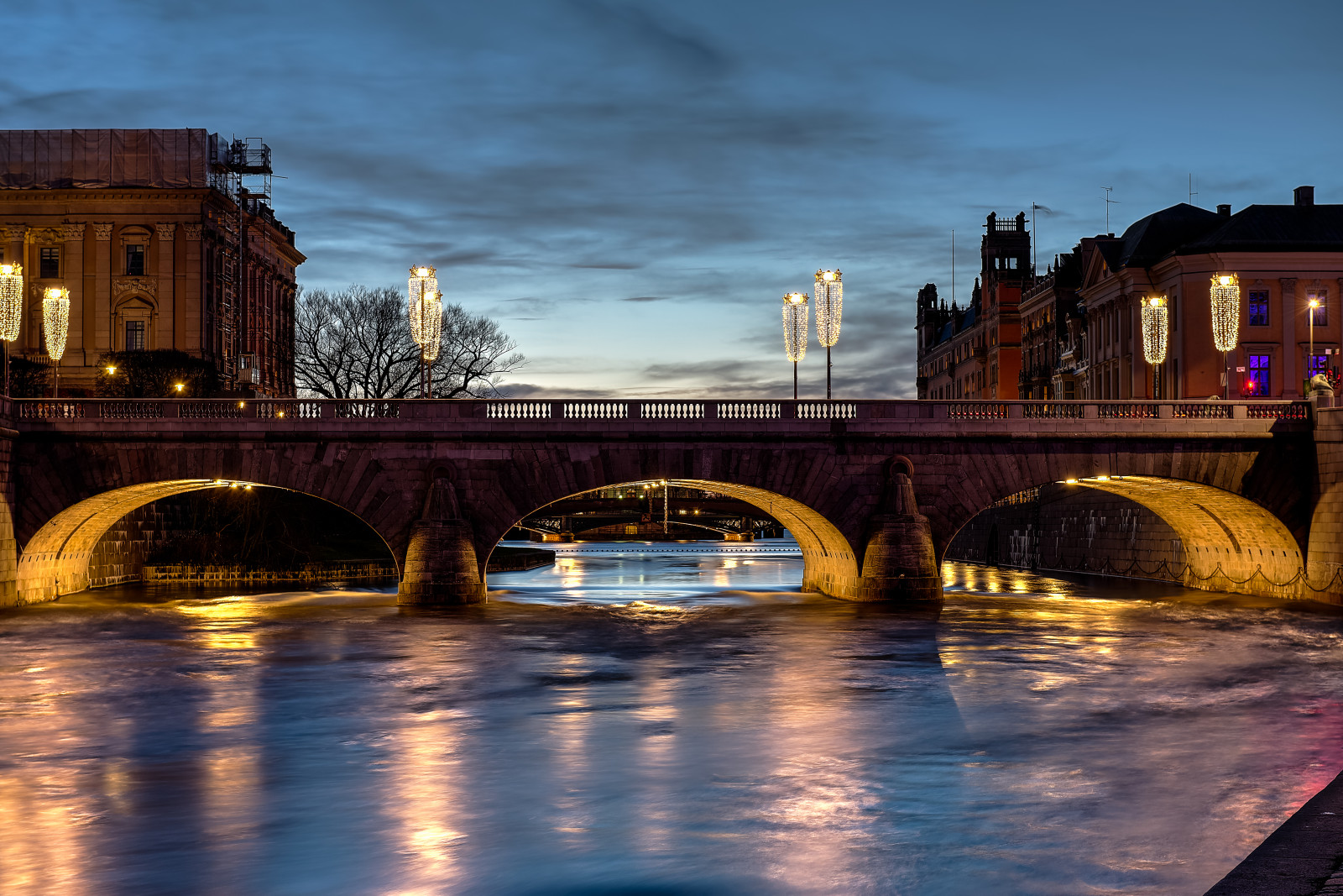 ciudad, puesta de sol, agua, Suecia, Estocolmo, Mares