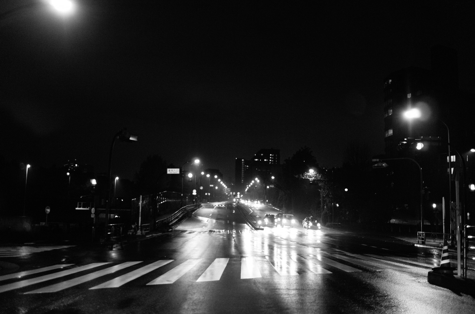 Japan, gadebelysning, sort, monokrom, nat, Leica, Tokyo, midnat, lys, vejr, belysning, mørke, t, leicat, summicront235, Summicron, t235, sort og hvid, monokrom fotografering, film noir, lysarmatur