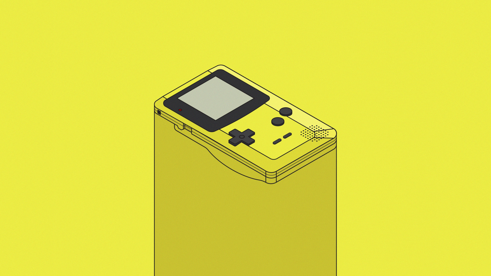 digital art, artwork, illustration, minimalism, Nintendo, GameBoy Color, consoles, shadow, 4k, simple background, yellow, yellow background