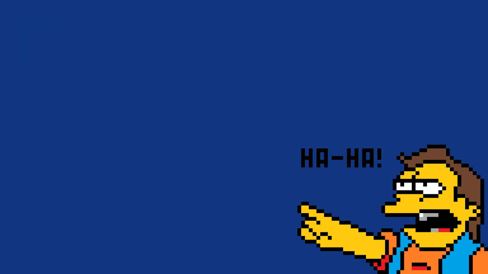 ilustrace, pixel art, text, logo, kreslená pohádka, Pixelů, Simpsonovi, nelson muntz, značka, čára, Snímek obrazovky, počítač tapeta, font