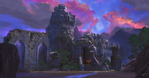 clouds,artwork,digital art,decay,ruins