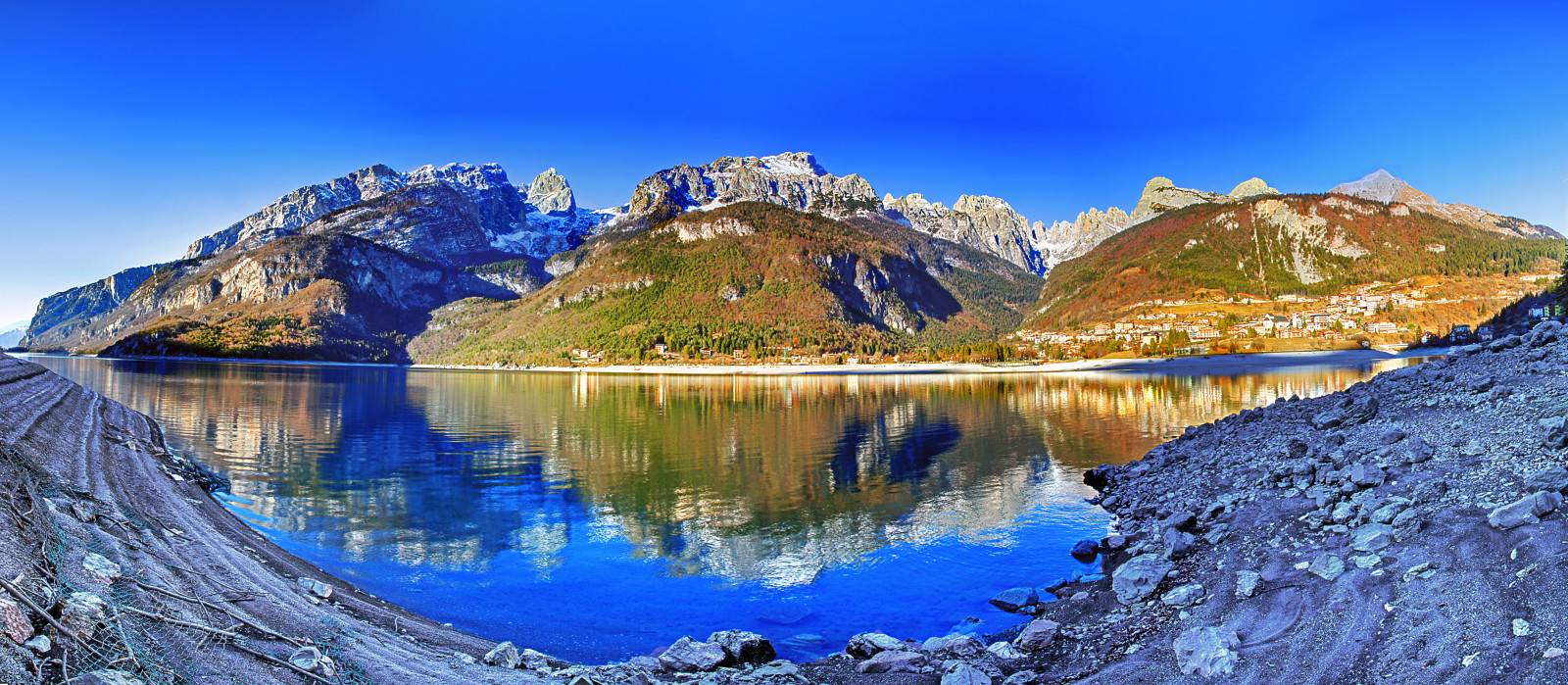 západ slunce, Měsíc, jezero, hory, Alpy, lago, Luna, kopce, di, della, Alt, alpi, montagna, trentino, dolomity, dolomiti, fai, Alessandro, adige, Andalo, Molveno, Paganella, Photomatix, Pradel, Isnenghi