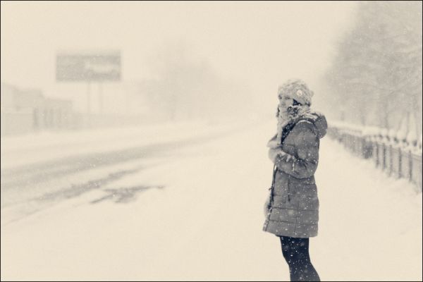 drawing, portrait, snow, white, monochrome, hat