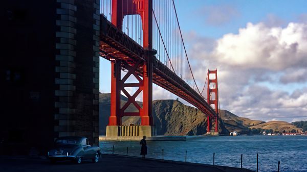movies, film stills, Vertigo, bridge, Golden Gate Bridge, San Francisco