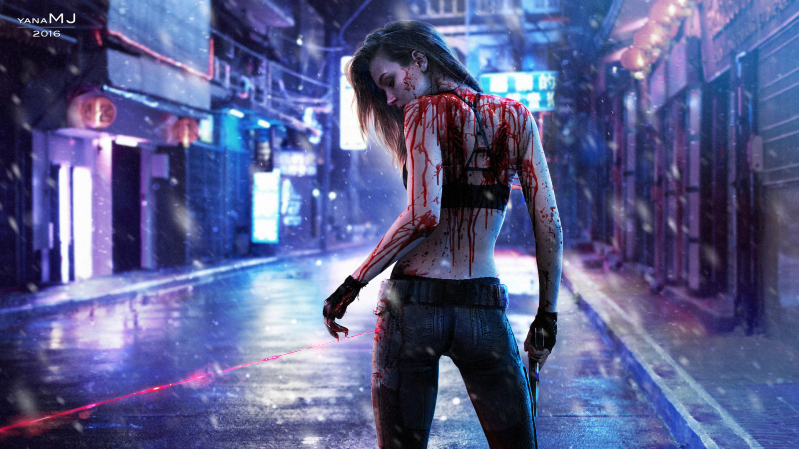 Cyberpunk 2077, videohry, krev