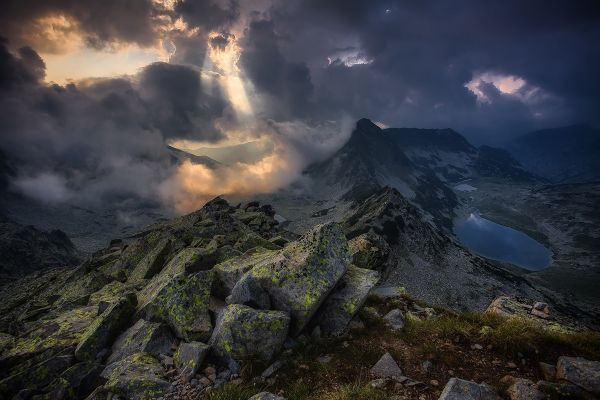 sollys,landskap,fjellene,hav,høyde,stein
