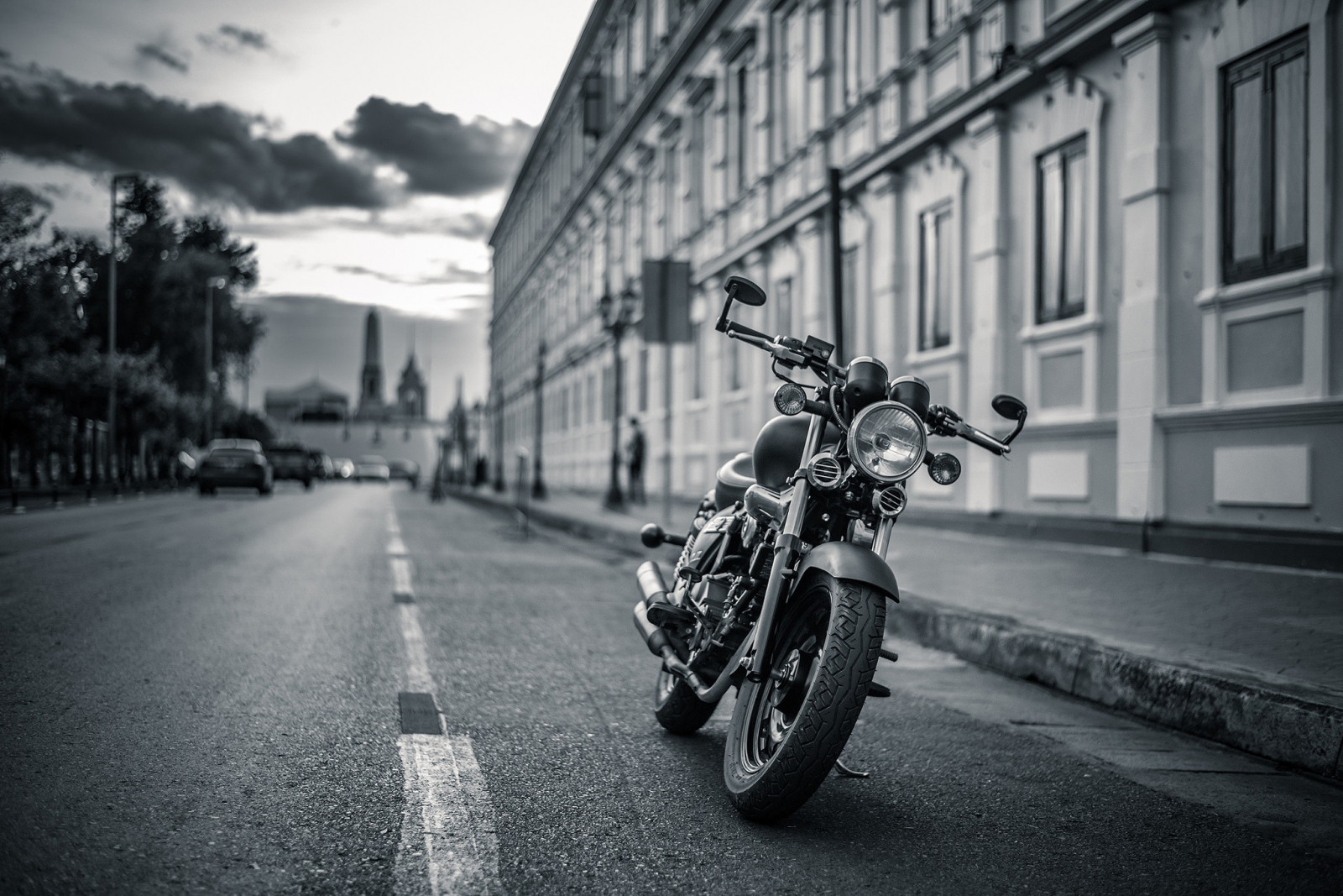 Černá, černobílý, ulice, auto, motocykl, vozidlo, silnice, Harley Davidson, modifikovaný, těžký motocykl, infrastruktura, pruh, Černý a bílý, monochromatické fotografování, motocyklové, automobil make