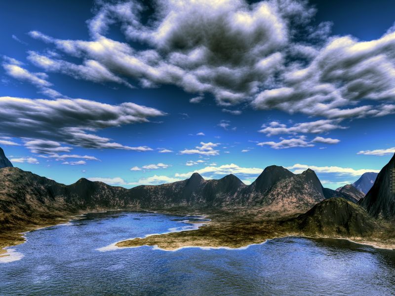 krajina, jezero, Příroda, 3D, poskytnout, moře krajina, jezero, Příroda, 3D, poskytnout, moře
