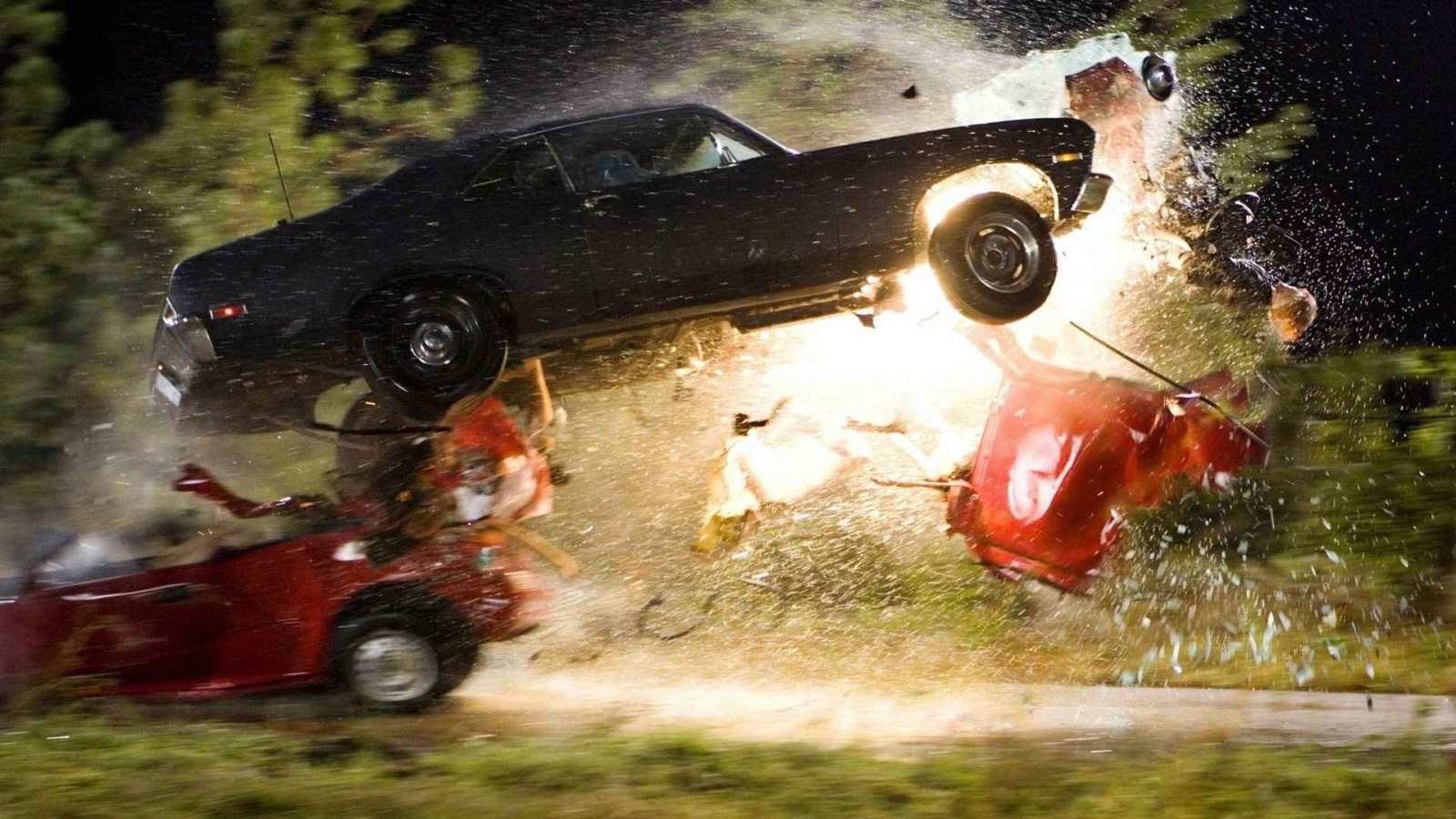 vozidlo, filmy, exploze, kousky, Kurt Russell, Death Proof, Snímek obrazovky, 1920x1080 px, off road
