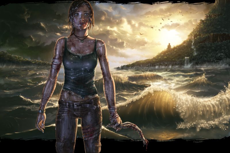 opera d'arte, Lara Croft, Tomb Raider, mitologia, oscurità, immagine dello schermo