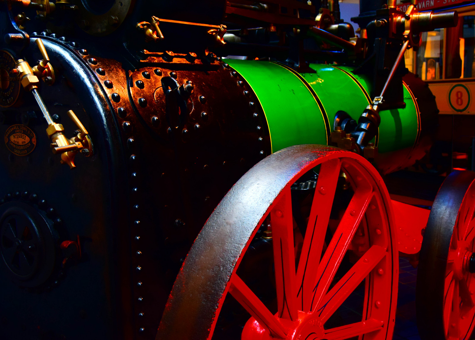 nat, rød, tæt på, Sverige, museum, lys, farve, malmø, steamlocomotive, nglok, mørke