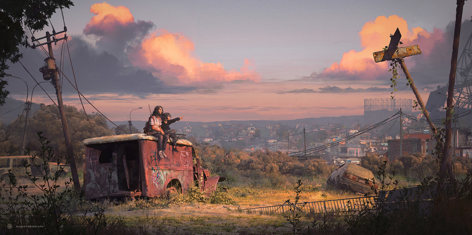 ภาพประกอบ, เมือง, ผู้หญิง, เด็ก ๆ, สงคราม, Miguel Membre o