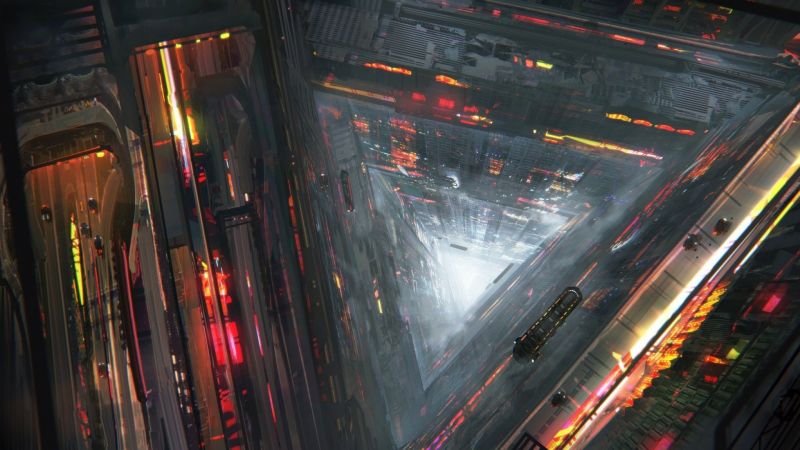 fantasy umění, město, futuristický, umělecká díla, Koncepce umění, noc fantasy umění, město, futuristický, umělecká díla, Koncepce umění, noc
