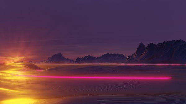 artwork, Retrowave, vaporwave, neon, neon glow, sunset