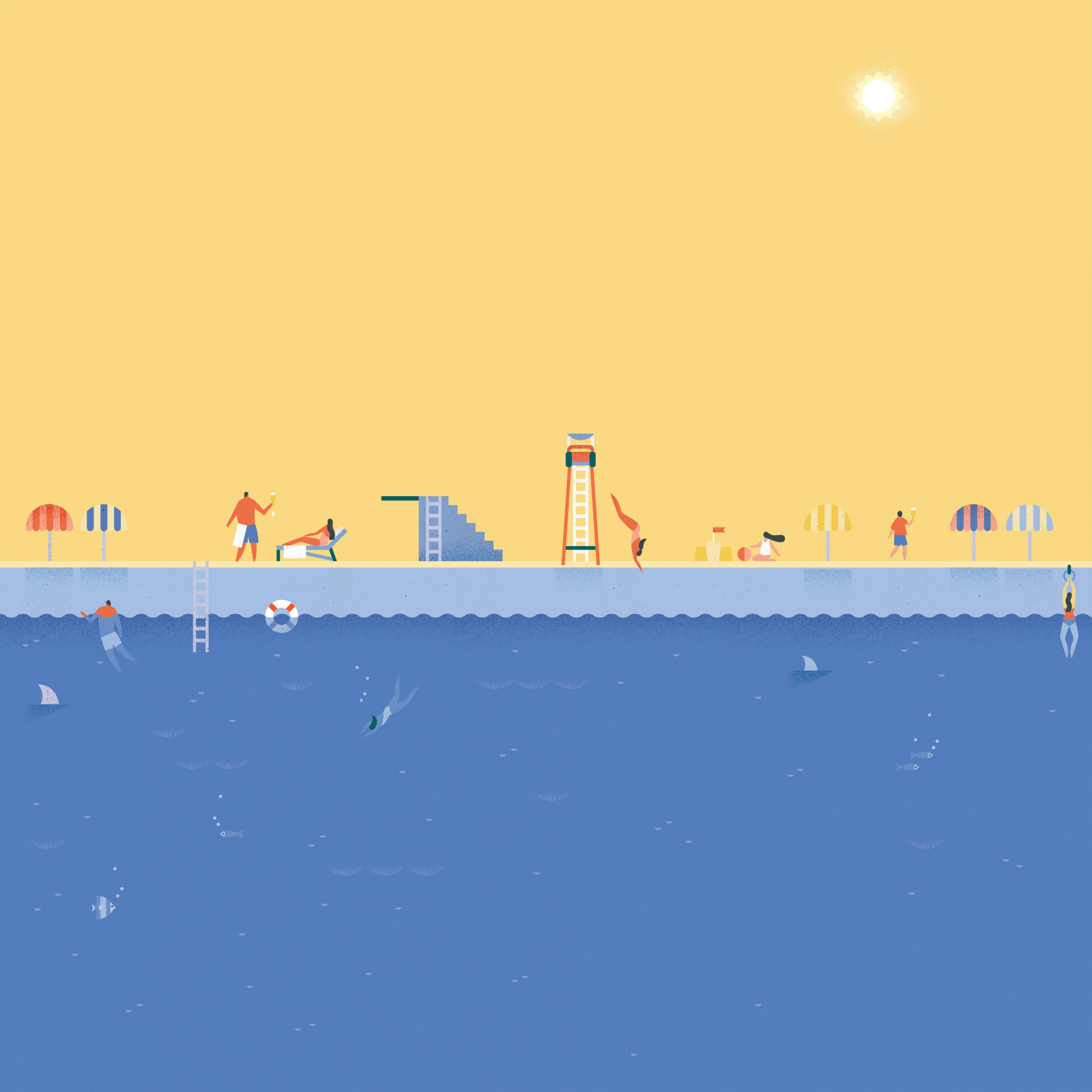 Wallpaper illustration, artwork, skyline, horizon, materail design