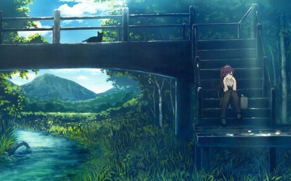 1920x1200 px,cat,anime,bakemonogatari,black,bridge