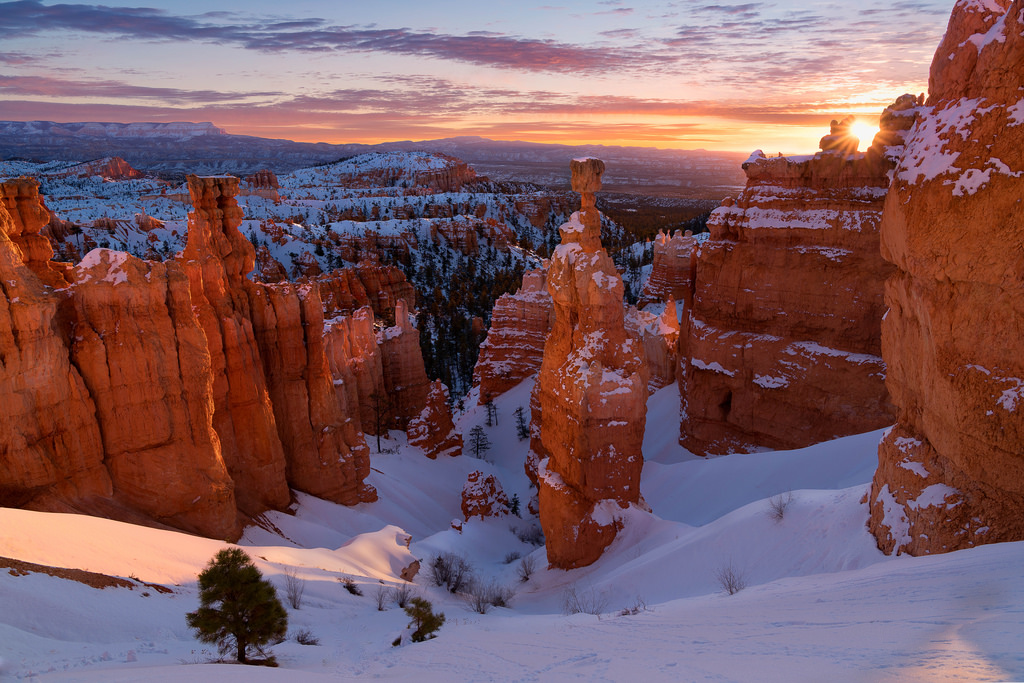 slunečnímu záření, krajina, loď, Skála, Příroda, nebe, park, sníh, zima, svítání, led, večer, ráno, kruh, národní park, kaňon, Utah, Colorado, zmrazení, plošina, Formace, NA, Terén, strom, národní, zlatý, hora, svítání, stezka, sunflare, Sunstar, navahové, smůla, bryce, hoodoos, geologie, geologický fenomén, badlands, potopení, sráz, neočekávaný výskyt