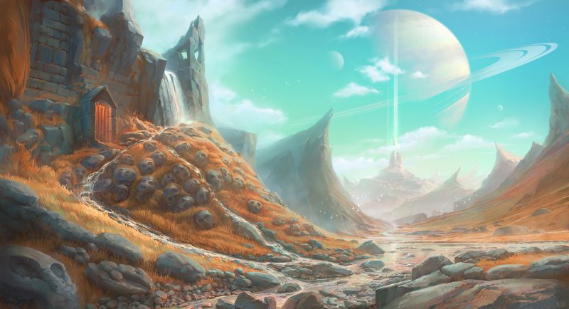 Oleksii Shuhurov,Nghệ thuật tưởng tượng,phong cảnh,nghệ thuật số,Fantasy Architecture