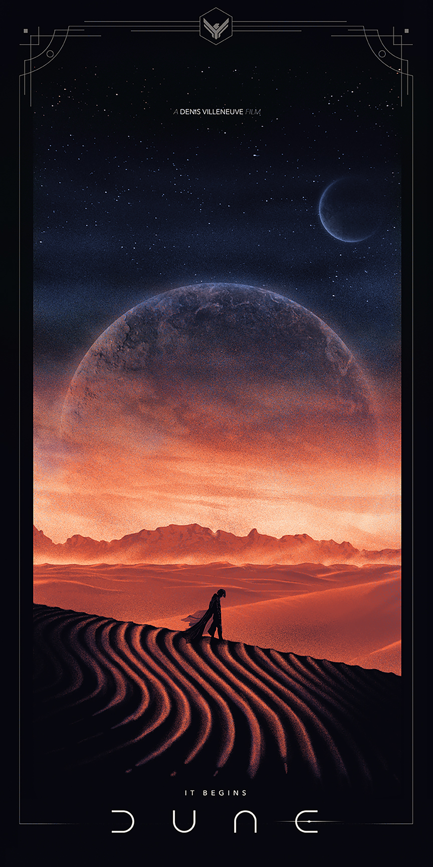 Dune movie, filmplakát, portré kijelző, alkotás