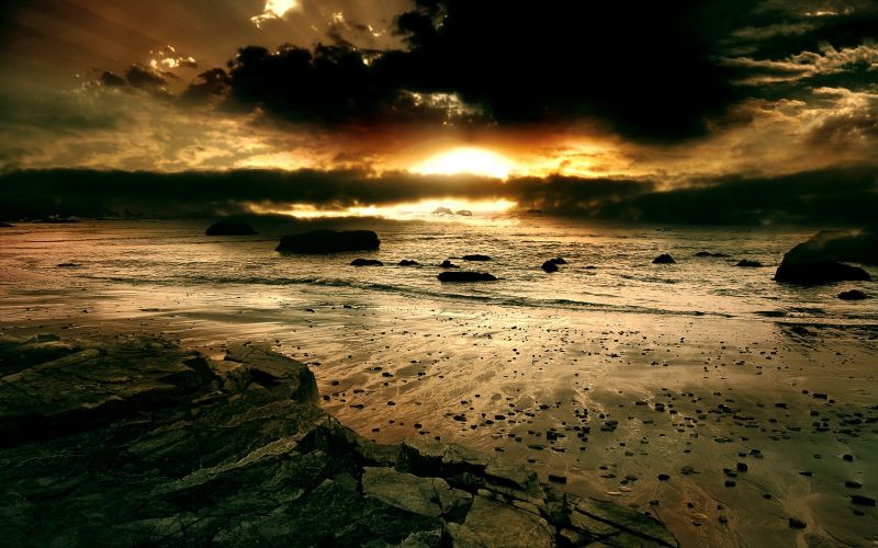 sunlight, landscape, sunset, sea, water, rock sunlight, landscape, sunset, sea, water, rock