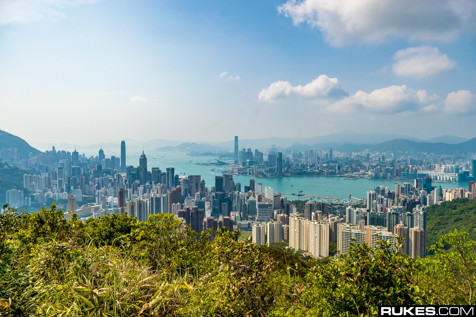 Rukes com, fotografování, město, panoráma města, Hongkong