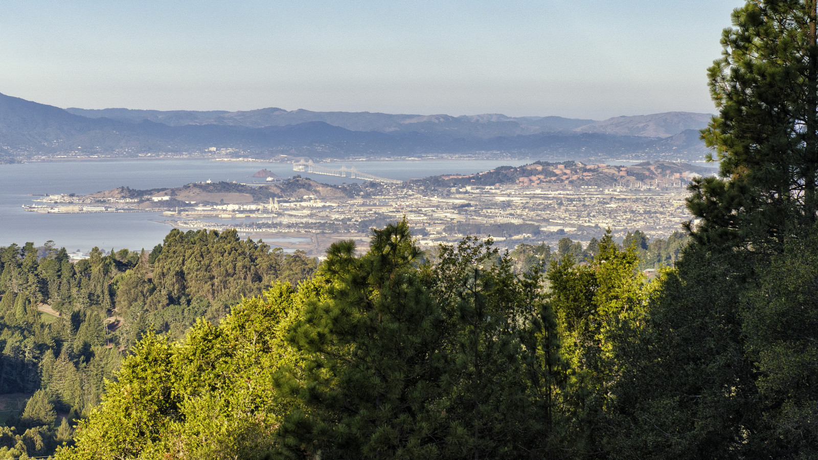 Hintergrundbilder Kalifornien, Ca, Brücke, Landschaft, Bucht