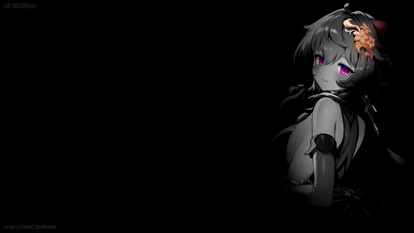 Ganyu Genshin Impact, Genshin Impact, simple background, dark background