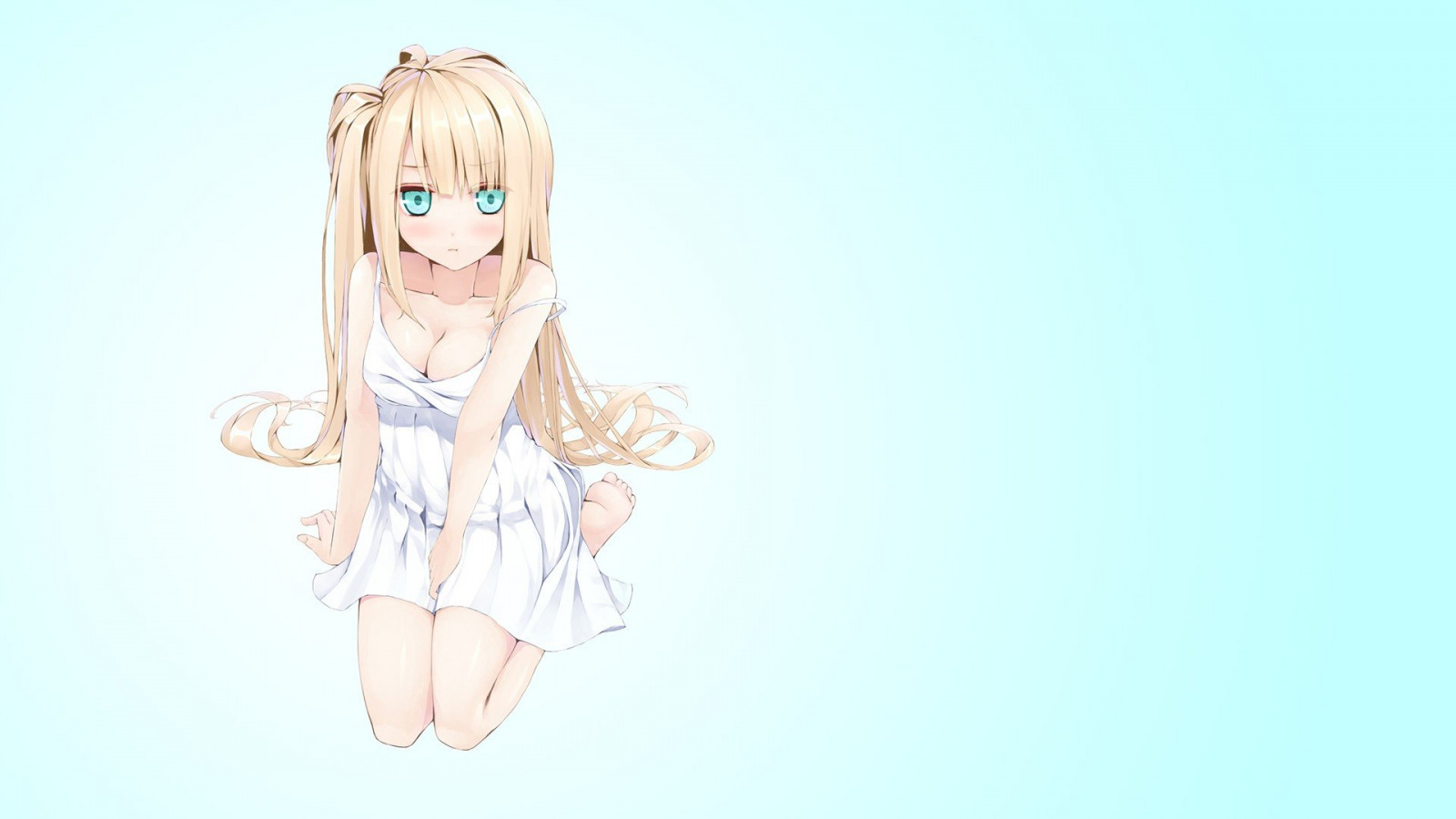 Anime mädchen blaue augen mit blonden pferdeschwänzen aus sim