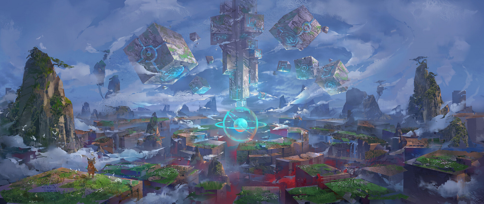 3 LY Studio, digitální umění, fantasy umění, krajina, Fantasy view, mraky