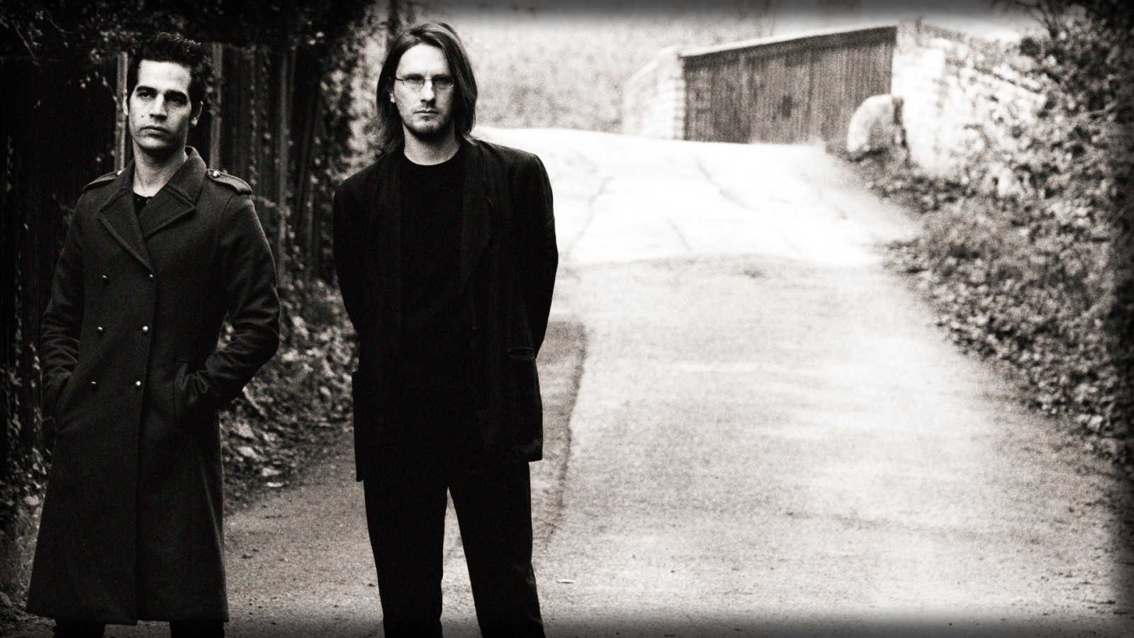 Černá, černobílý, brýle, zima, silnice, fotografování, Gentleman, kapela, stojící, strom, dívka, fotografie, tma, kabát, momentka, Černý a bílý, monochromatické fotografování, Film noir, jev, Blackfield