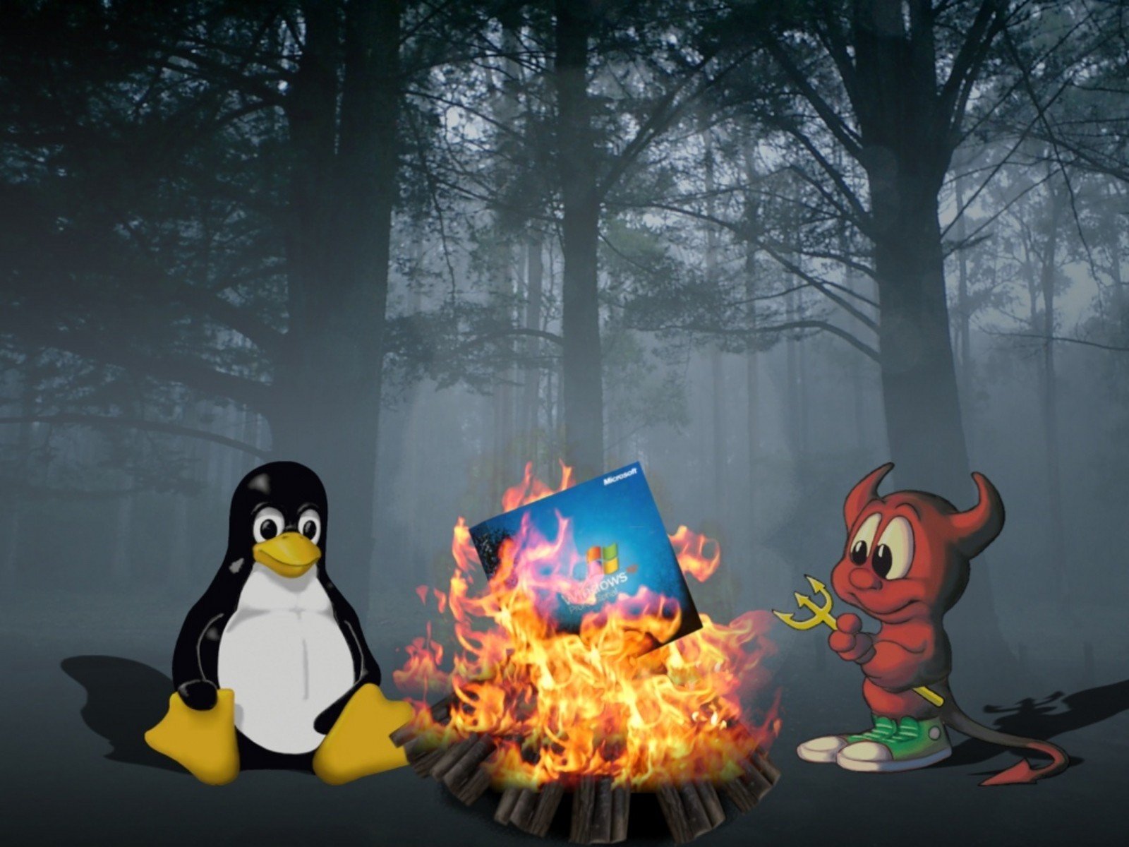 1600x1200 пиксела, изгаряне, лагер, пожар, FreeBSD, забавен, Linux, прозорци, XP