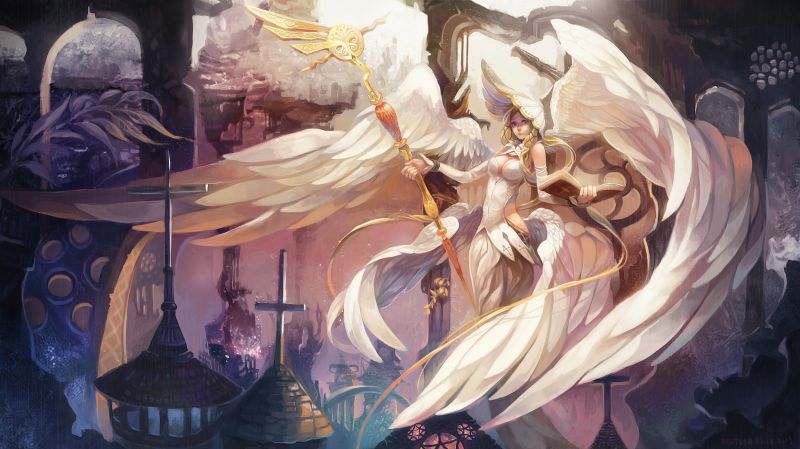illustration, women, fantasy art, anime, wings, angel illustration, women, fantasy art, anime, wings, angel