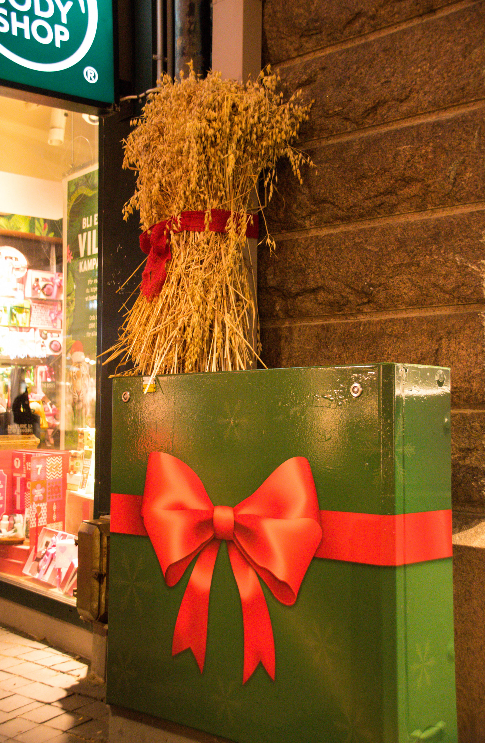 město, noc, Červené, zelená, Vánoce, Švédsko, Sverige, UMĚNÍ, světlo, barva, bluehour, květ, cityview, sk nel n, se, Citypark, Street View, duch Vánoc, helsingborg, statsparken, vánoční dekorace, floristika