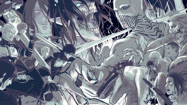Shingeki no Kyojin,Eren Jeager,Mikasa Ackerman,titans,giant,lara tyber