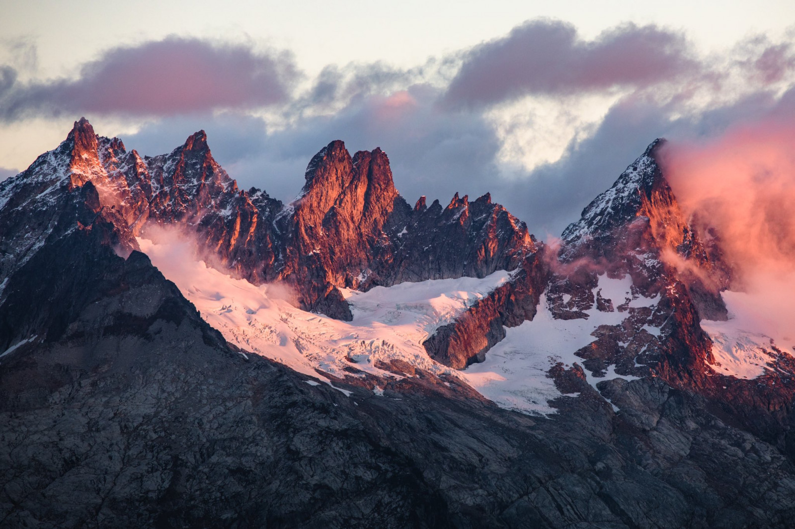 krajina, Příroda, hory, mraky, zasněžené horské