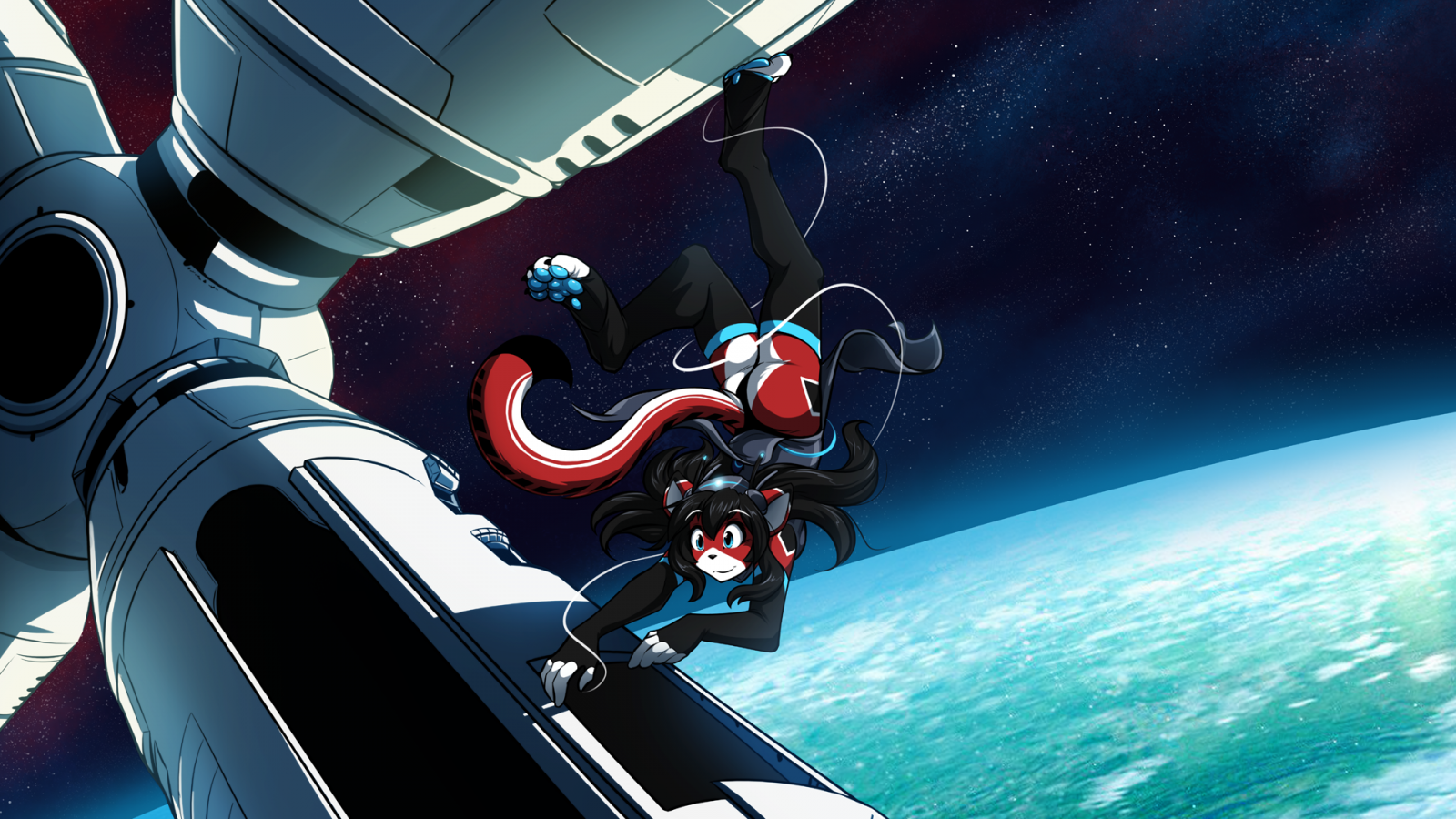 ilustración, Anime, espacio, vehículo, peludo, Anthro, captura de pantalla, Mecha, Papel pintado de la computadora
