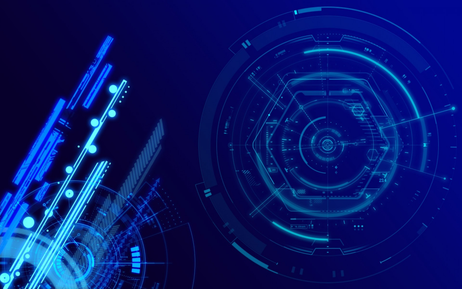 digitální umění, neon, abstraktní, modrém pozadí, řeřavý, CGI, modrý, šestiúhelník, geometrie, technika, kruh, čáry, tvar, čára, Atmosféra Země
